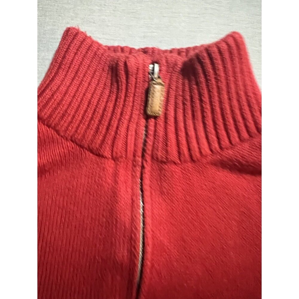 VINTAGE Polo Ralph Lauren Men‎ Sweater XL Red Logo Embroidered 1/4 Zip Mock Neck - Picture 4 of 8